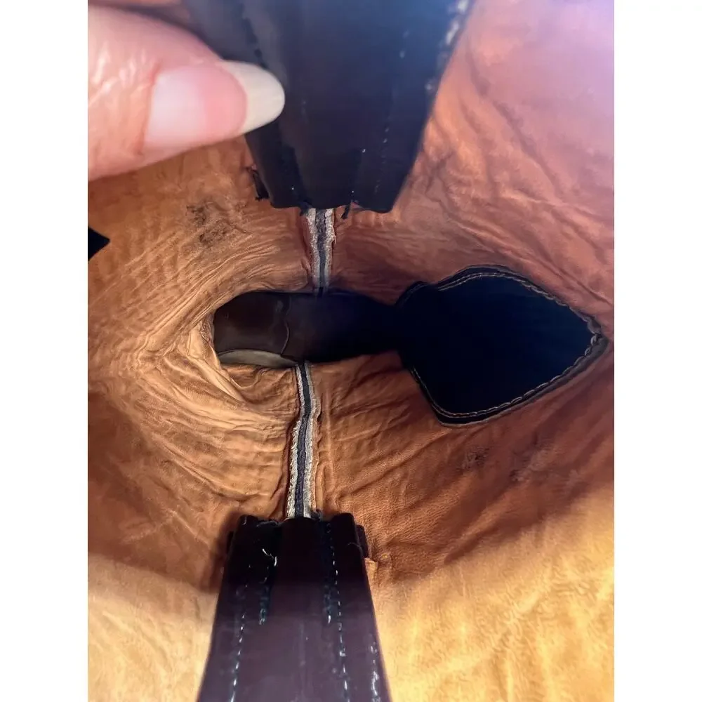 Vintage 70s Frye Brown Leather Tall Riding Boots Made in USA Men’s 7D